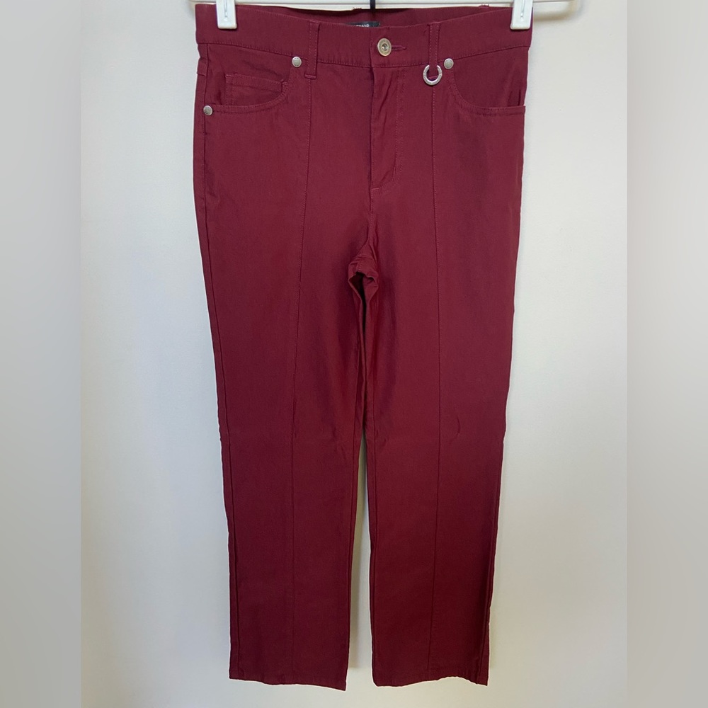 Simon Chang 5 Pocket Straight Leg Maroon stretch Microtwill Pant SZ 2